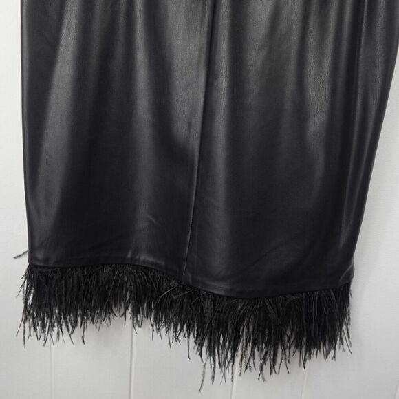 Lamarque Womens Mollie Faux Leather Feather Trim Sleeveless Slip Dress X-Large - Picture 6 of 10